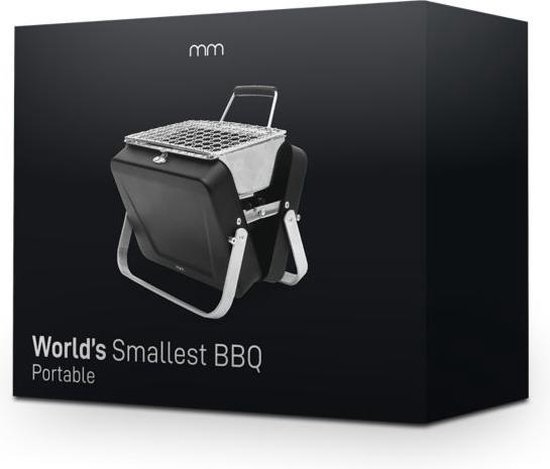 Mikamax Draagbare Mini BBQ - Barbecue - 's Werelds Kleinste Barbecue - Past in je Broekzak - 18 × 6 × 15,5 cm - 714 gram - Mat Zwart