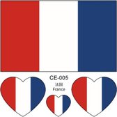 Temporary tattoo | tijdelijke tattoo | fake tattoo | franse vlag en franse vlag in hartjes | 60 x 60 mm