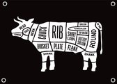 Man cave banner spandoek butchers cut koe zwart