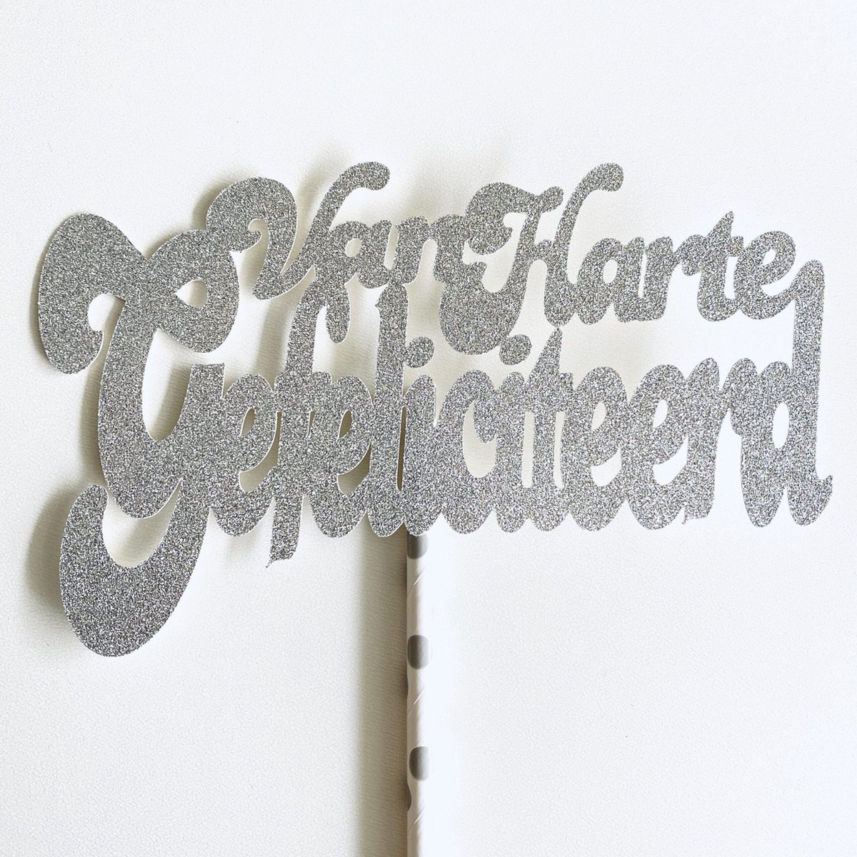 Taarten en Geschenken Taarttopper - Van Harte Gefeliciteerd glitter - 14 cm