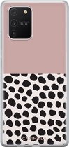 Samsung S10 Lite hoesje siliconen - Stippen roze | Samsung Galaxy S10 Lite case | Roze | TPU backcover transparant