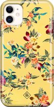 iPhone 11 rondom bedrukt hoesje - Bloemen geel flowers | Apple iPhone 11 case | geel | Luxe telefoonhoesje | Extra sterk