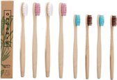 Bamboe (houten) tandenborstels familieset (biologisch afbreekbaar): 4 tandenborstels volwassenen + 4 tandenborstels kinderen