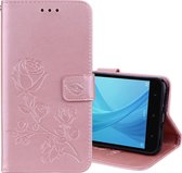 Voor Geschikt voor Xiaomi Redmi Note 5A Pro / Prime Roses Pressed Flowers Pattern Flip Leather Case met houder & kaartsleuven & portemonnee (Rose Gold)