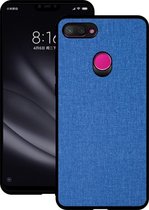 Schokbestendige stoffen textuur PC + TPU beschermhoes voor Xiaomi Mi 8 Lite (donkerblauw)