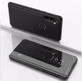 Voor Moto G8 Power Plated Mirror Horizontale Flip Leather Case met houder (zwart)