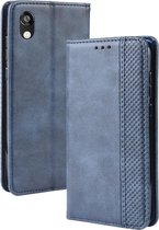 Magnetische gesp Retro Crazy Horse Texture Horizontale Flip Leather Case voor Huawei Y5 (2019), met houder & kaartsleuven & fotolijst (blauw)