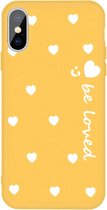 Voor iPhone XS Max lachend gezicht Meerdere Love-hearts patroon kleurrijke frosted TPU telefoon beschermhoes (geel)