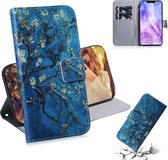 Abrikoos bloempatroon Gekleurde tekening Horizontale Flip Leren Case voor Huawei Nova 3, met houder & kaartsleuven & portemonnee