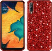 Glittery poeder schokbestendig TPU-hoesje voor Galaxy A50 (rood)