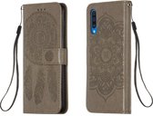 Voor Galaxy A50 Dream Catcher afdrukken Horizontale flip lederen tas met houder & kaartsleuven & portemonnee & lanyard (grijs)