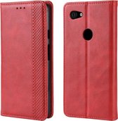 Magnetische gesp Retro Crazy Horse Texture Horizontale Flip Leather Case voor Google Pixel 3a, met houder & kaartsleuven & fotolijst (rood)