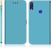 Voor Xiaomi Redmi Note 7S / Note 7 geÃ¯miteerd spiegelend oppervlak Horizontale flip lederen tas met houder & kaartsleuven & portemonnee en lanyard (blauw)