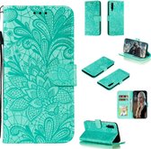 Voor Xiaomi Mi 9 Pro Lace Flower Horizontale Flip Leather Case met houder & kaartsleuven & portemonnee & fotolijst (groen)