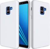 Effen kleur vloeibare siliconen dropproof beschermhoes voor Samsung Galaxy A8 plus (2018) (wit)