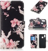 Gekleurde tekening Marmer patroon Horizontaal Flip PU lederen tas met houder & kaartsleuven & portemonnee voor Huawei Honor 10 Lite (Azalea)