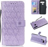 Geperst Printing Rattan Flower Pattern Horizontal Flip PU Leather Case for LG G8 ThinQ / G8S ThinQ, with Holder & Card Slots & Wallet & Photo Frame (Purple)