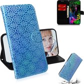 Voor LG G8 ThinQ effen kleur kleurrijke magnetische gesp horizontale flip pu lederen case met houder & kaartsleuven & portemonnee & lanyard (blauw)