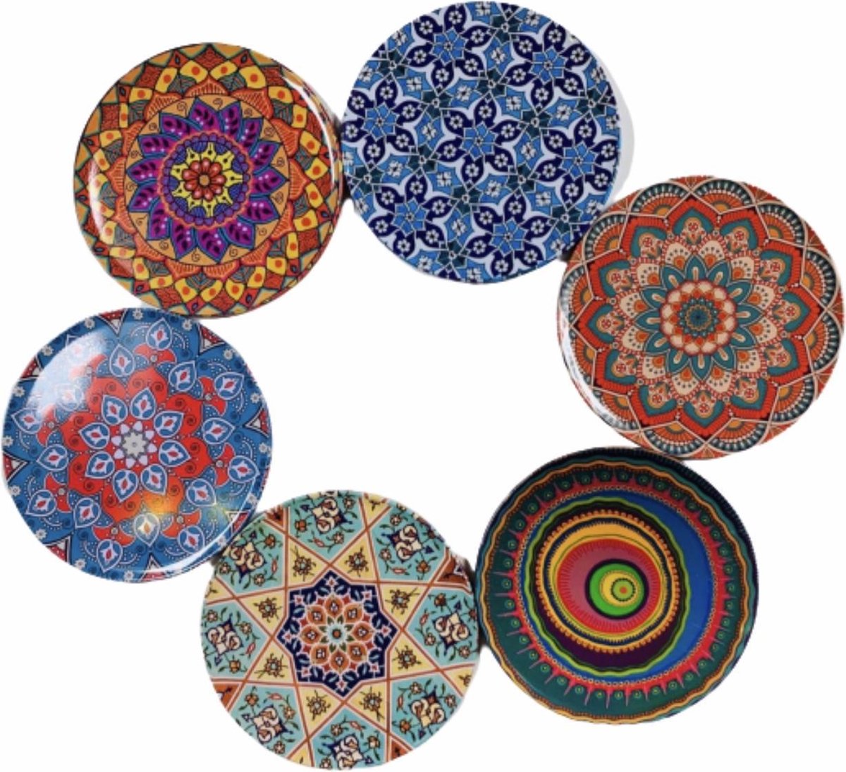 Onderzetters voor glazen - Tafelaccessoires -  Onderzetters - kurk - Coasters - Set van 6 - Onderzetter - Mandala design  - Nieuwjaarscadeau