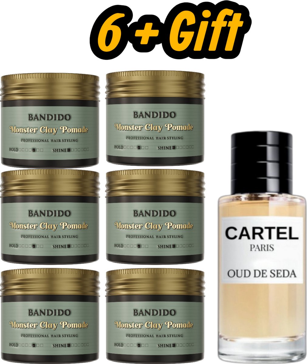 Bandido Monster Clay Pomade 6x 125ml + 1X Cartel Parfum 50ml GIFT