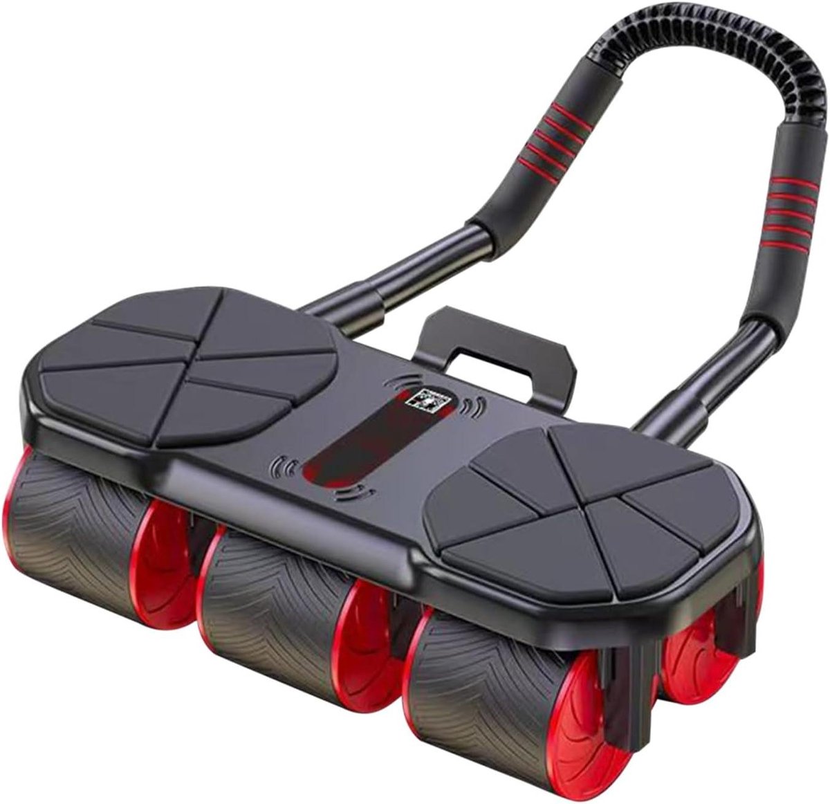 Buiktrainingsrol - Buikspierwiel - Krachttraining thuis - Automatische terugslag - 36 x 42 x 22 cm - Rood zwart