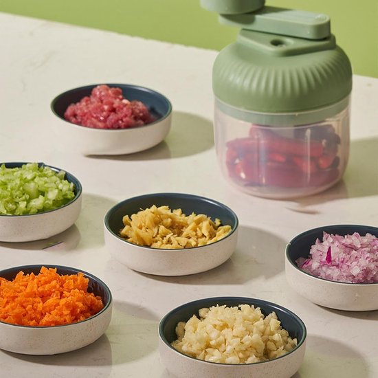 Handmatige Voedselhakker - Keuken Accessoire - Maaltijd Voorbereiding - Ruimtebesparend Ontwerp - 15x10x15 cm - Groen — afbeelding 5