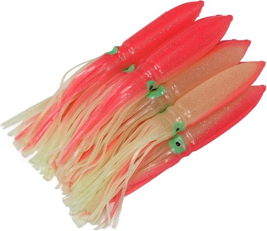 10pcs Squid Lures, Squid Skirt Fishing Lures, 30cm Silicone Lifelike Squid Swimbait, Soft Plastic Bass Fishing Lures, Luminous Squid Skirt Fishing Bait with Hook(Pink) — afbeelding 5