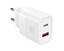 Ëssentials by Upström Dual-Port Oplader 30W – USB-C & USB-A Snellader – PD, PPS & QC3.0 – Geschikt voor iPhone, Samsung & Android – 100% Gerecycled Plastic