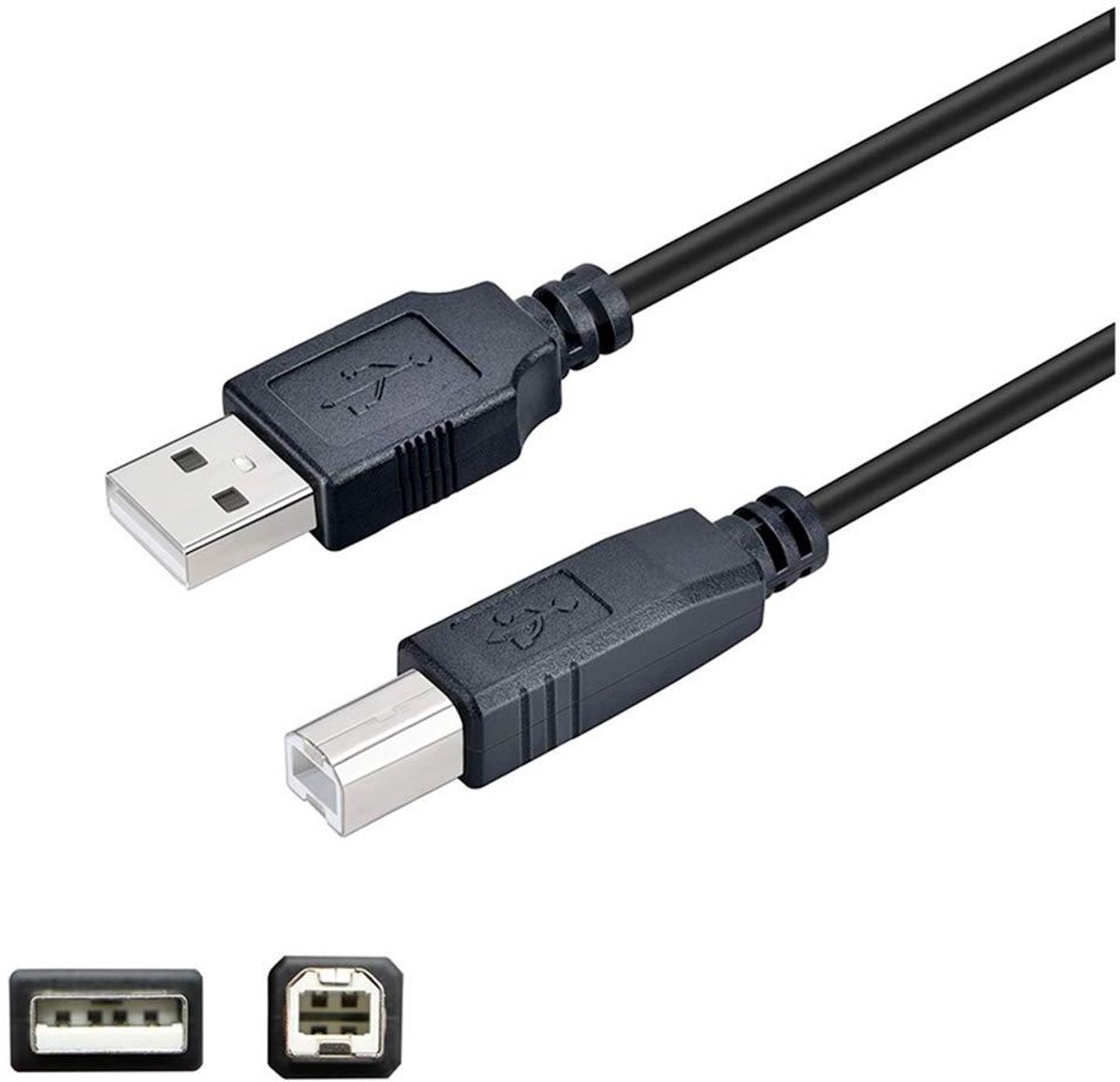 USB Kabel - Printer Kabel - Apparaten Verbinding - Verwarring-vrij Ontwerp - 14.6 cm - Zwart