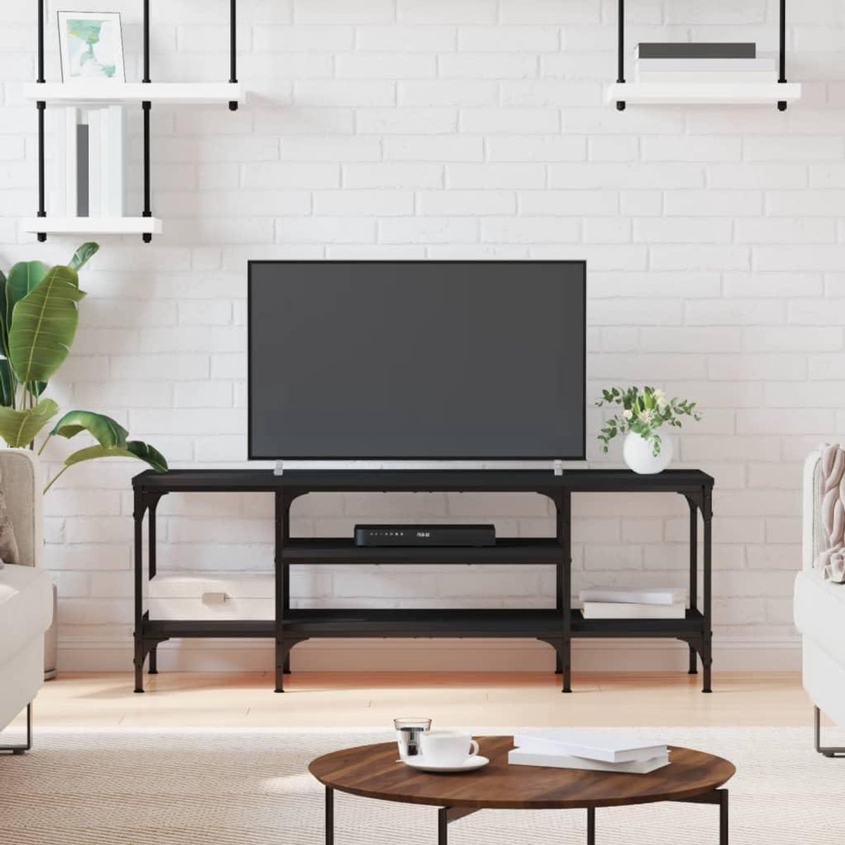 Tv-commode - Tv-meubel Kast - Media Opbergen - Industriële Stijl - 121 cm - Zwart