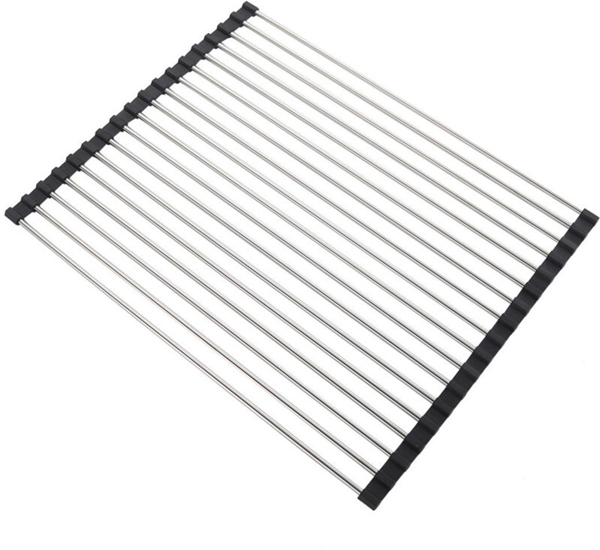 Opvouwbaar afdruiprek van 43 x 35 cm, oprolbaar afdruiprek, afdruiprek geschikt voor de gootsteen, verrijdbaar afdruiprek, opvouwbaar, geschikt voor de keuken