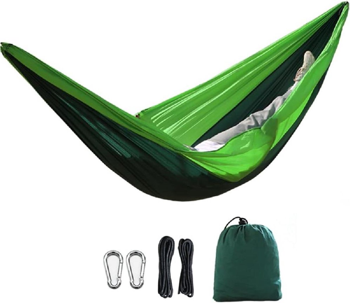 Camping Hangmat - Reis Hangmat - Buiten Ontspannen - Compact Opvouwbaar - 230x90cm - Groen