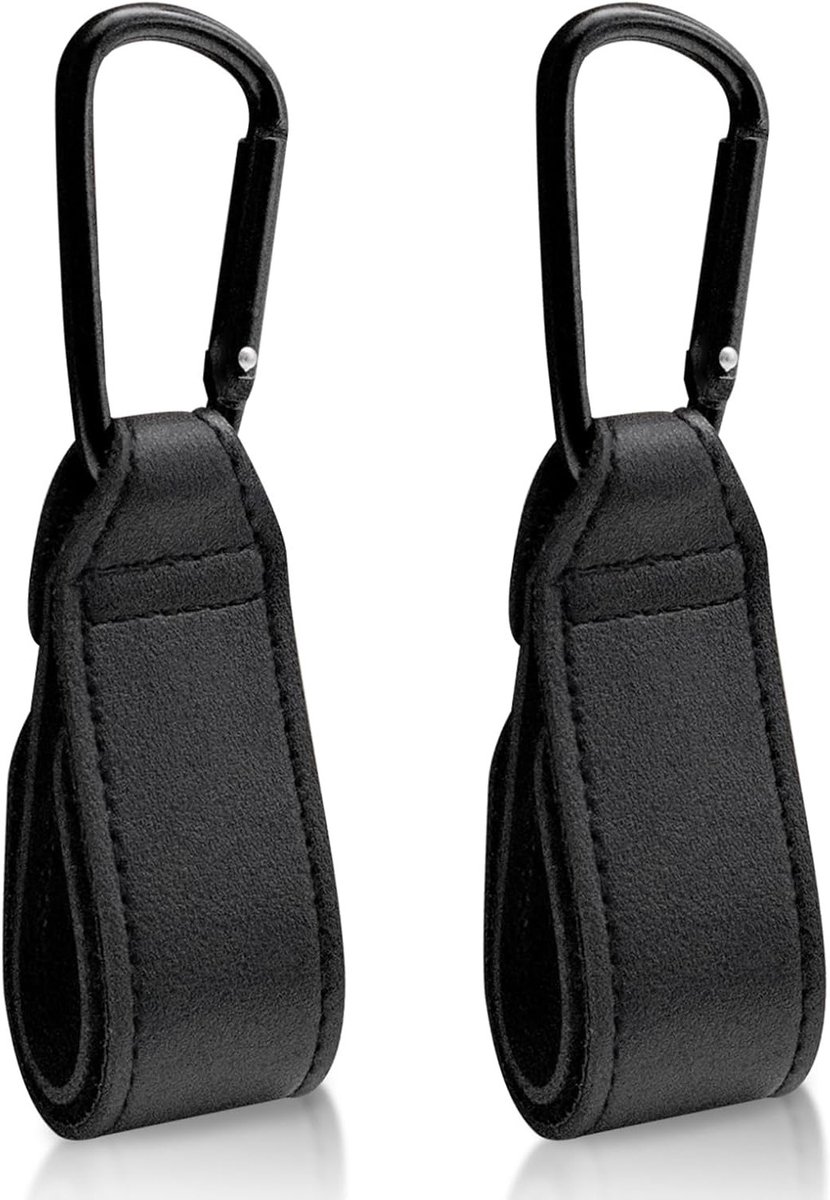 Set van 2 Universele PU Leren Kinderwagenhaken voor Tassen en Luiertassen, Antislip Accessoires voor Buggy en Wandelwagen