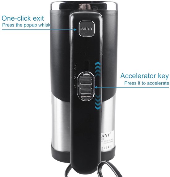 Elektrische Handmixer - Keukenmixer Roerapparaat - Snel Beslag Maken - Krachtige 800W Motor - Compact Formaat - Zwart van Merkloos — afbeelding 5