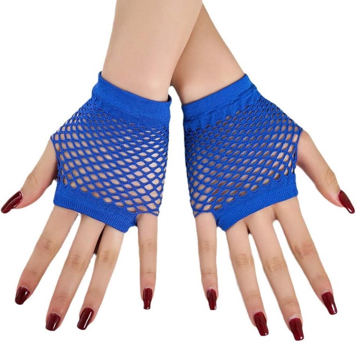 Visnet Handschoenen voor Feestelijke Kleding en Accessoires voor Vrouwen en Meisjes, Koningsblauw, Één Maat, Modieuze Party Outfit