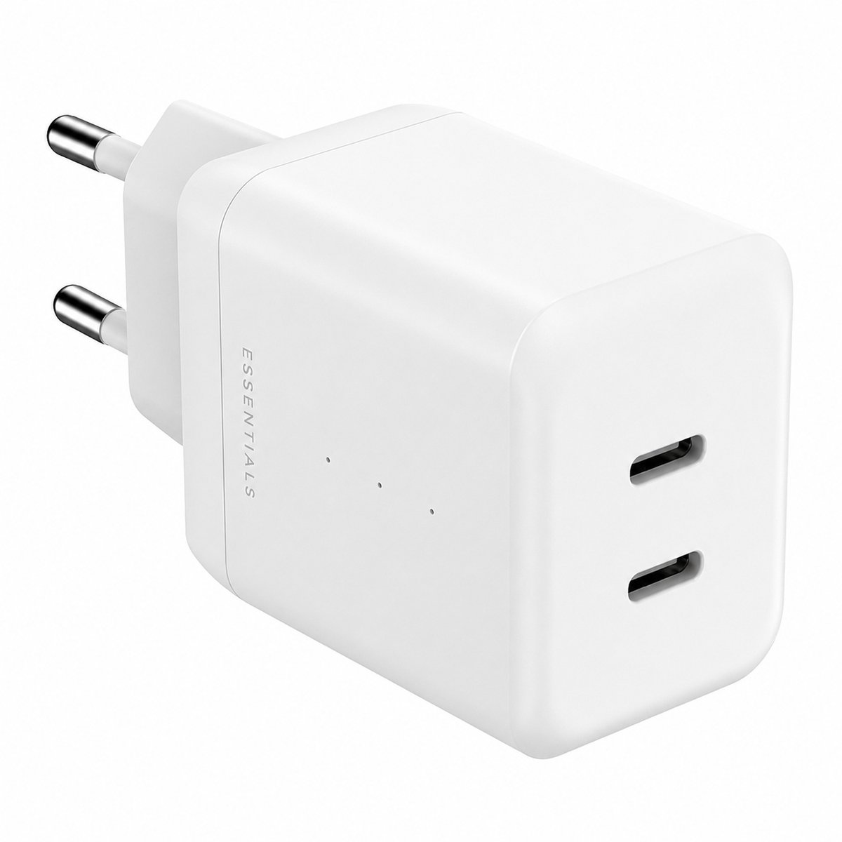 Ëssentials by Upström Dual USB-C Adapter 35W – GaN Snellader – PD & PPS – voor iPhone, Samsung & Android – 100% Gerecycled Plastic