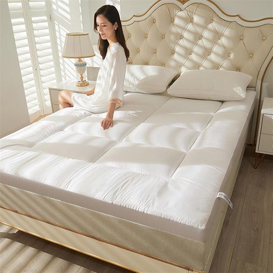 Japanse Futon Matras - Opvouwbare Mat - Comfortabel Slapen - Ademend Katoen - 200x220CM - Wit — afbeelding 2