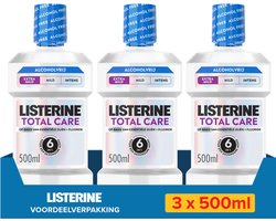Listerine Total Care Extra Mild Alcoholvrij, zonder alcohol, extra milde muntsmaak, 3x500 ml