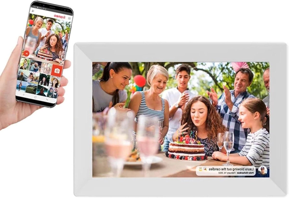 Digitale Fotolijst - Wifi Beeldscherm - Foto's Delen - Touchscreen HD IPS - 10.1 Inch - Wit