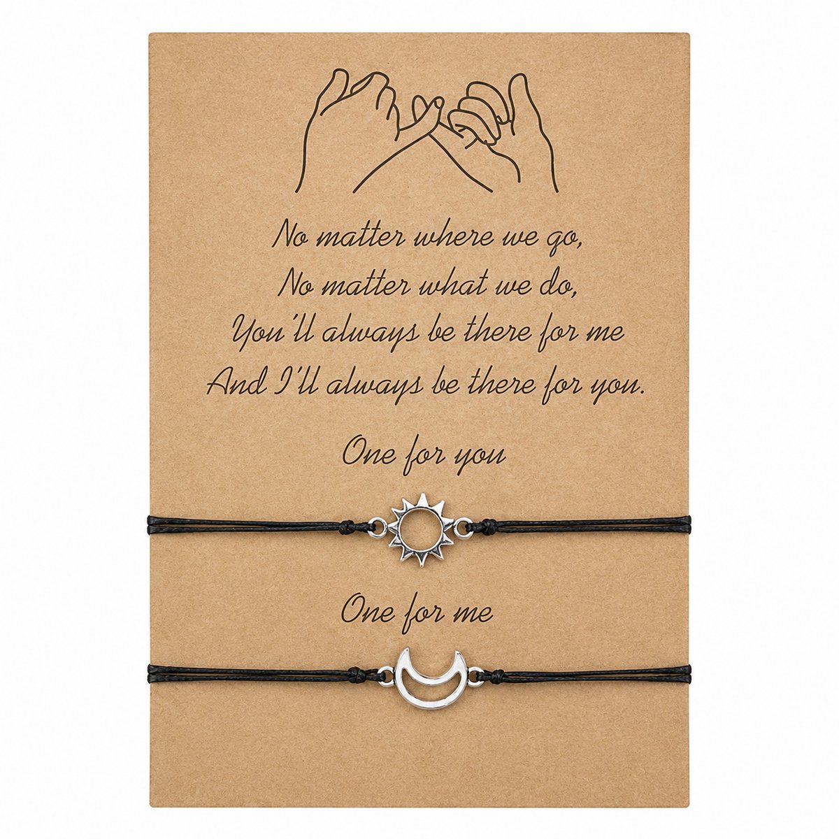 Engravia by Derya – Vriendschapsarmband Set – RVS Zon & Maan Design – Minimalistische Koordarmbanden – Cadeau voor Beste Vriendin, Zus of Partner