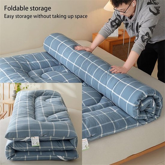 Vloermatras - Futonmatras Gastenmatras - Comfortabel Slapen - Opvouwbaar Ontwerp - 90 x 200 cm - Wit — afbeelding 2