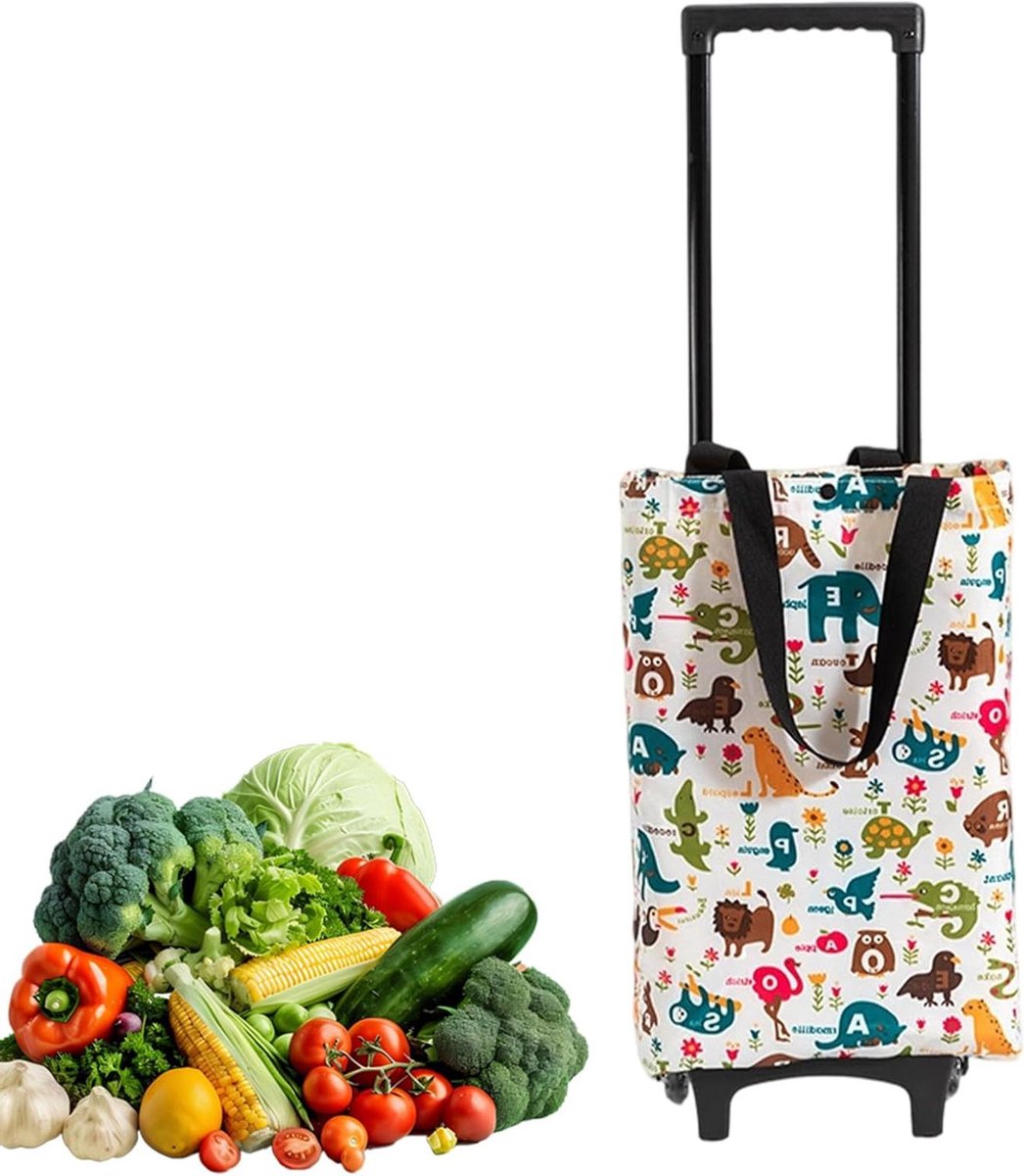 Winkelwagen - Trolley tas - Boodschappen vervoeren - Verstelbaar handvat - 45 cm - Zwart