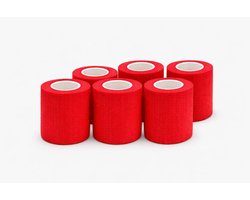Tattoo Grip Tape - Handvat Tape - Tattoo Zessies - Zelfklevend Cohesief - 6 Stuks - Rood