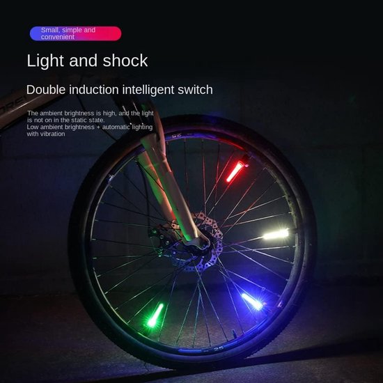 Fietsspakenverlichting Paar - Wielverlichting LED - Nachtelijke Zichtbaarheid - Slimme Inductie Schakelaar - 1 Paar - Zwart Transparant — afbeelding 5