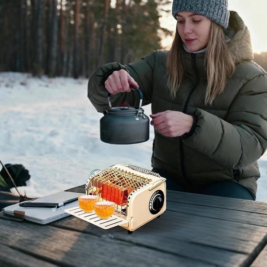 Draagbaar Gasfornuis - Outdoor Kooktoestel - Kamperen Buiten - Weerbestendig Ontwerp - 1200 W - Kaki Groen van Draagbaar — afbeelding 2