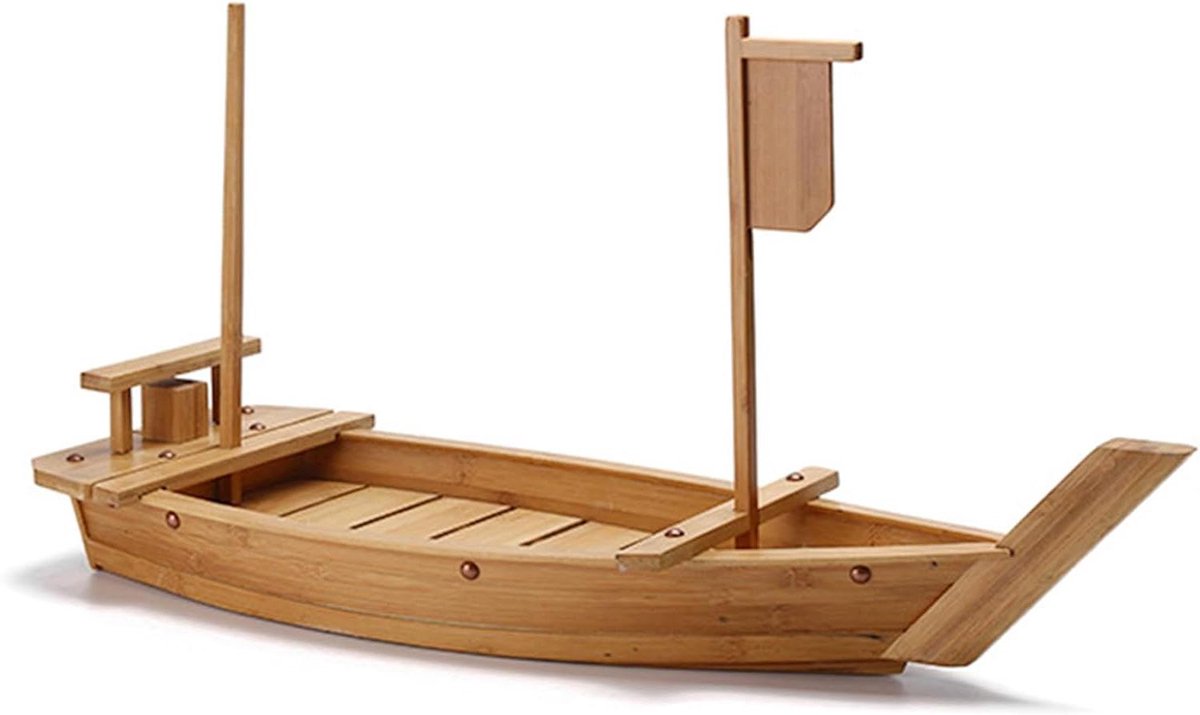Sushi Dienblad - Houten Boot - Gerechten Presenteren - Uniek Bootontwerp - 60 cm - Houtkleur