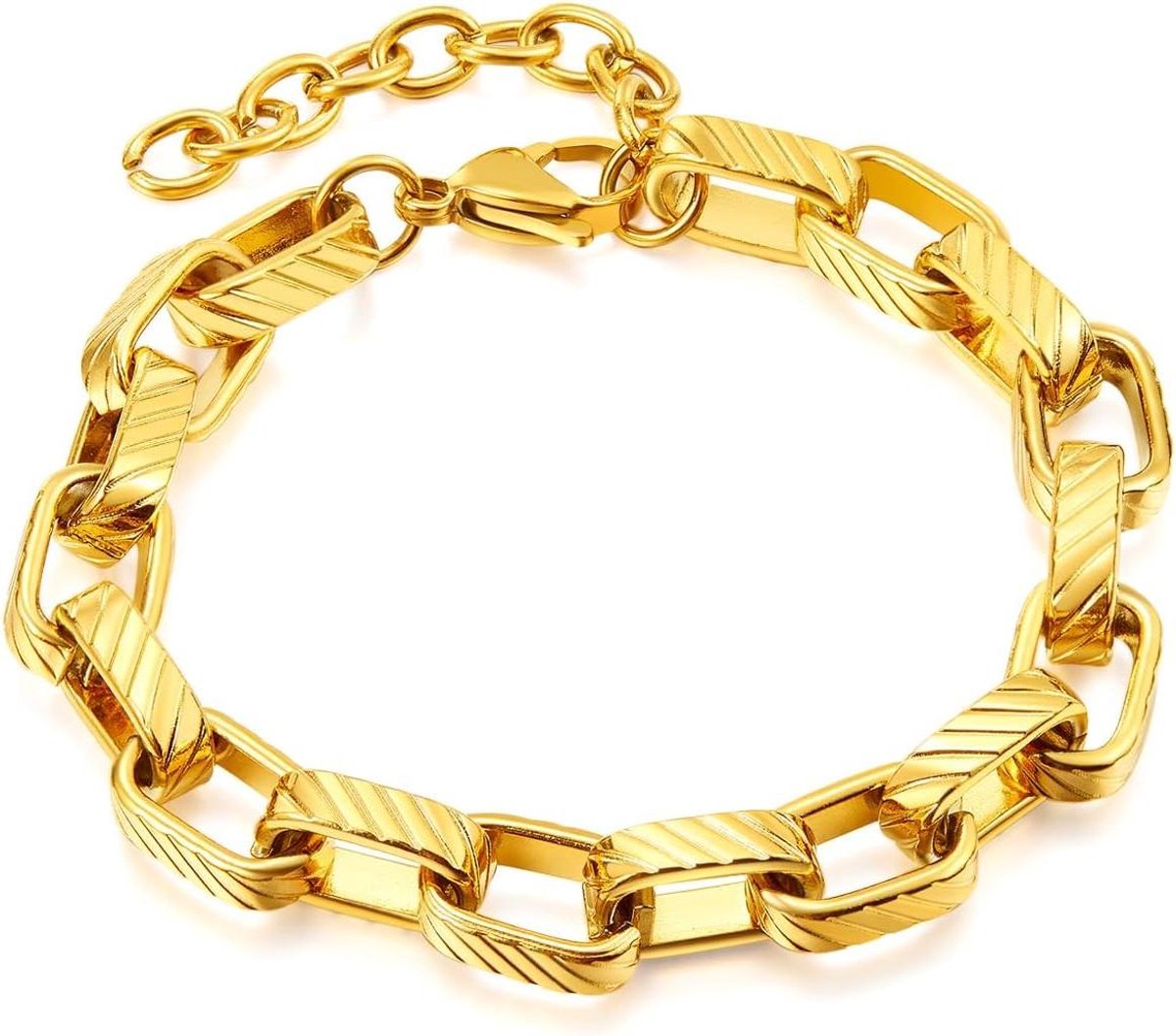 Dames Armband - Grote schakels - Dagelijks dragen - Roestvrij staal - Verstelbaar - Zilverkleurig