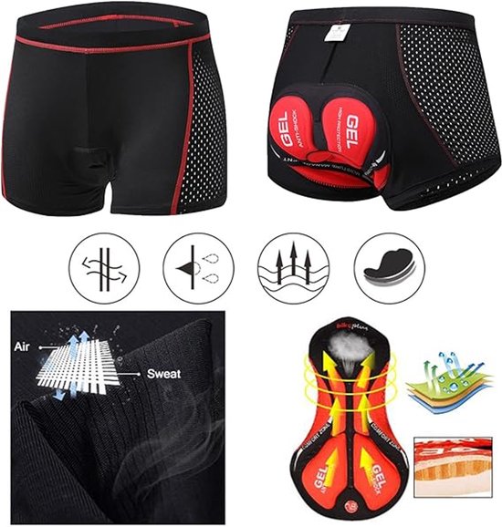 Fietsonderbroek Dames Heren Met zeem - Fietsonderbroek met 5D Gel Padding - Ademend en Sneldrogend Fietsondergoed - XL (taille 90-96 cm) — afbeelding 2
