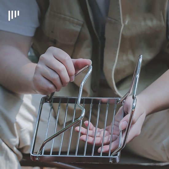 KZQ Draagbaar Opvouwbaar Grillrek Voor Kamperen Roestvrijstalen Kampvuurgrill Met Verstelbare Poten 16x16 Cm Gestreept Reisbarbecue Voor Wandelen En Buiten Koken — afbeelding 4