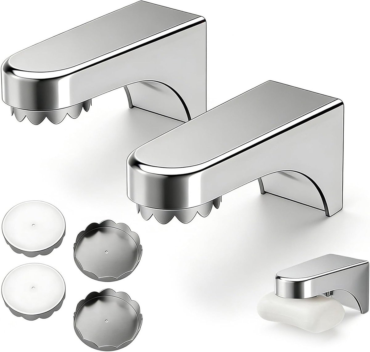 Set van 2 wandmontage magnetische zeepbakjes zonder boren voor badkamer, geschikt voor spiegels, tegels en gladde oppervlakken